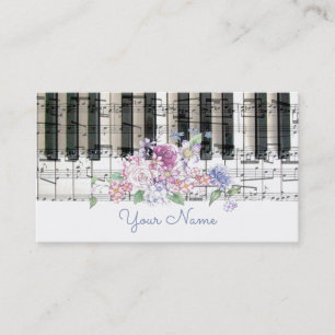Carte De Visite piano musique décoration florale girly