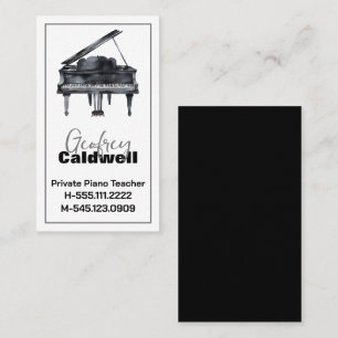 Carte De Visite Piano noir et blanc enseignant aquarelle Art