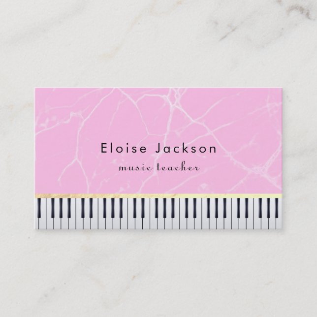 Carte De Visite piano pianiste en marbre rose (Devant)