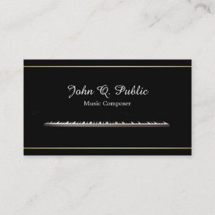Carte De Visite Piano Teacher Music Composer Professionnel Éléga