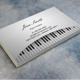 Carte De Visite Piano Teacher Pure White Piano Keys Musique