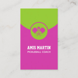 Carte De Visite Pickleball Coach Pink pickleball paddle