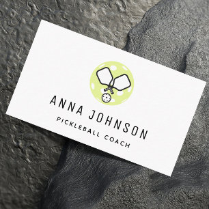Carte De Visite Pickleball Entraîneur Sport Thème Minimaliste
