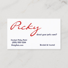 Carte De Visite Picky About Pet Care ? Pet Sitter Rouge Bleu
