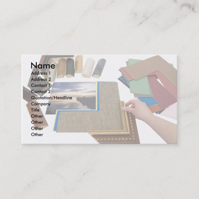 Carte De Visite PictureFraming, nom, adresse 1, adresse 2, (Devant)