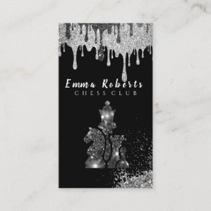 Carte De Visite Pièce d'échecs chevalier - Faux Silver Foil 