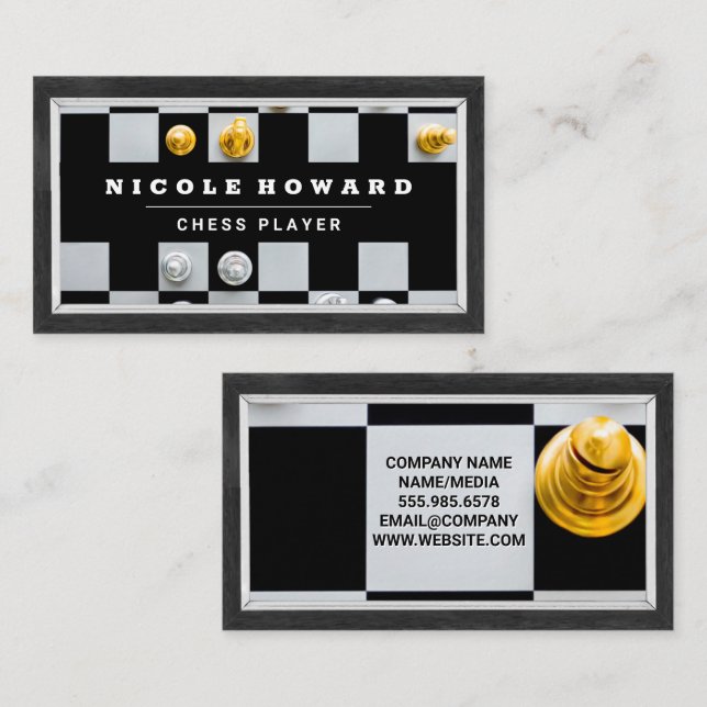 Carte De Visite Pièces d'échecs Gold Silver (Devant / Derrière)