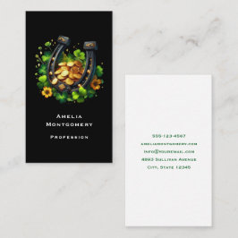Carte De Visite Pièces en or Lucky Horseshoe et Clover