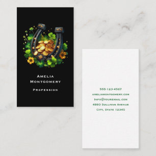 Carte De Visite Pièces en or Lucky Horseshoe et Clover