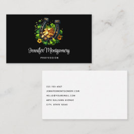 Carte De Visite Pièces en or Lucky Horseshoe et Clover