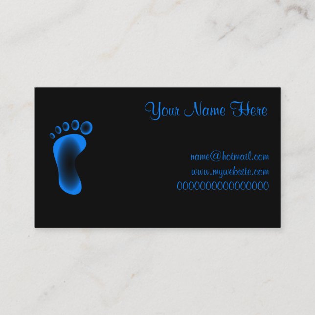 Carte De Visite Pied bleu transparent (Devant)