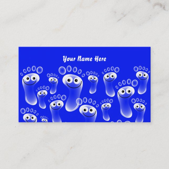 Carte De Visite Pieds bleus heureux, votre nom ici (Devant)