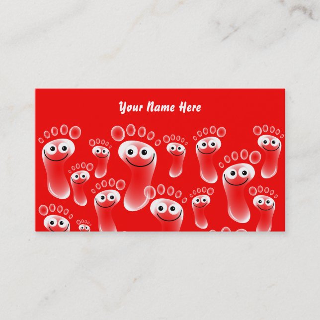 Carte De Visite Pieds rouges heureux, votre nom ici (Devant)