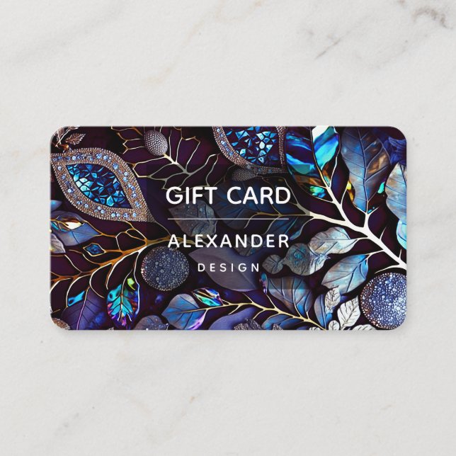 Carte De Visite Pierre de cristal Iridescente, Bleu, Lavande (Devant)