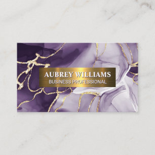 Carte De Visite Pierre de marbre pourpre   Gold Sparkly Flakes