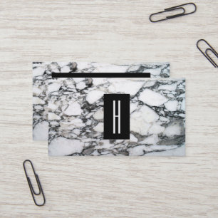 Carte De Visite Pierre noire et Marbre blanc moderne, Monogramme 2