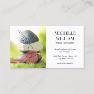 Carte De Visite Pierres empilées dans l'herbe Spa Yoga Santé