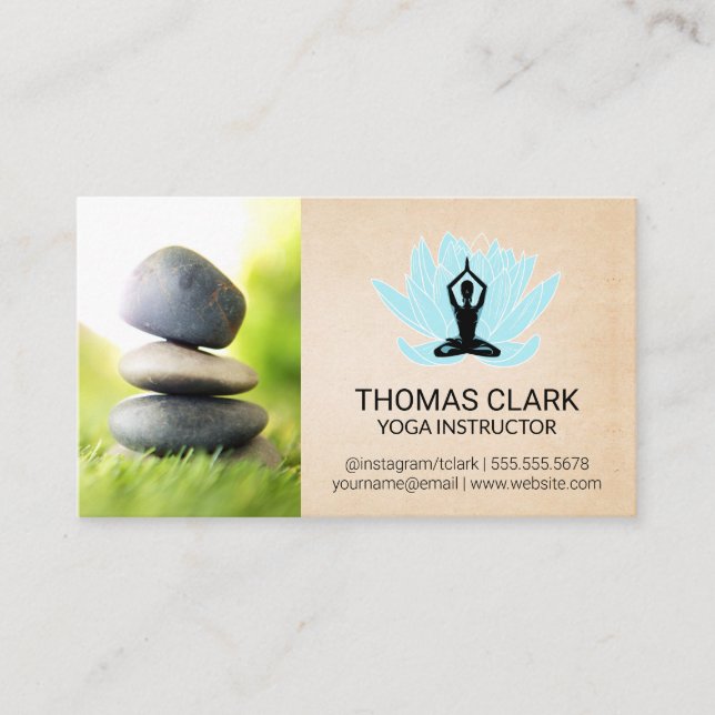 Carte De Visite Pierres empilées | Yoga Mandala Motif (Devant)