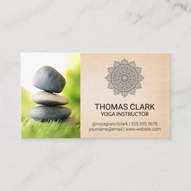 Carte De Visite Pierres empilées | Zen | Yoga Mandala Motif (Devant)