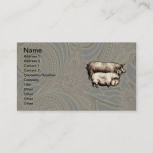 Carte De Visite Pig Farm Pays Antique Illustration Art