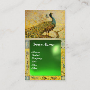 Carte De Visite PIGEON RAMIER AMOUR MONOGRAMME jaune vert émeraude