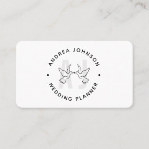 Carte De Visite Pigeons Élégants Amoureux Logo Monogramme Mariage