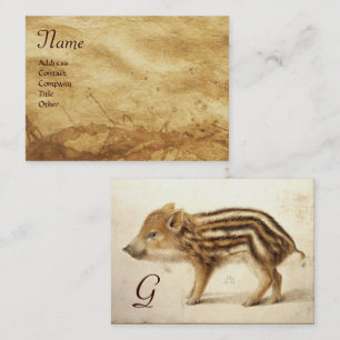 Carte De Visite PIGLET DE BARRE SAUVAGE Dessin animal Parchemin Mo