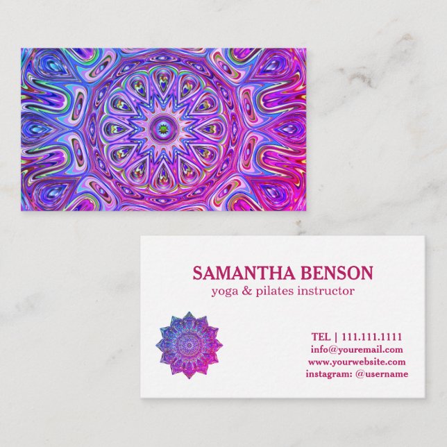 Carte De Visite Pilates Yoga Instructeur Mandala (Devant / Derrière)