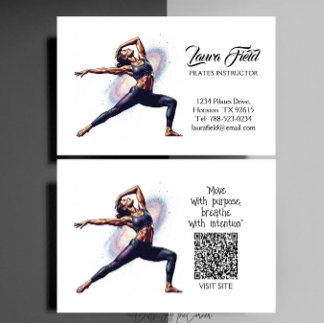 Carte De Visite Pilates Yoga Instructor Minimalist