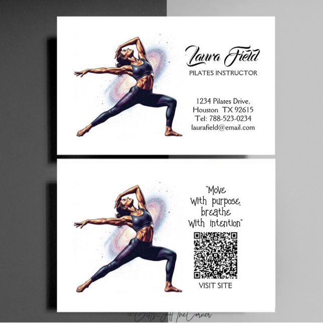 Carte De Visite Pilates Yoga Instructor Minimalist (Créateur téléchargé)