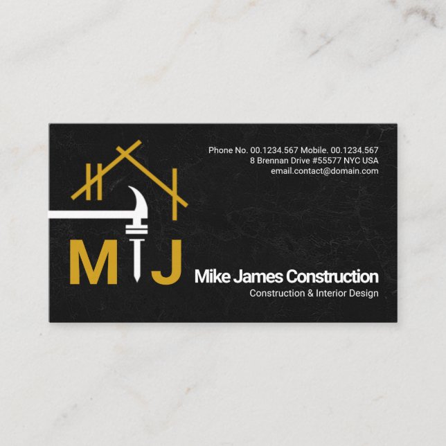 Carte De Visite Pilier Monogram Hammer Nail A-Frame Entrepreneur  (Devant)
