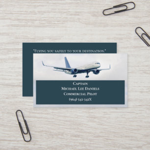 Carte De Visite Pilote d'avion commercial blanc