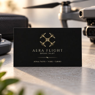 Carte De Visite Pilote de drone en or noir
