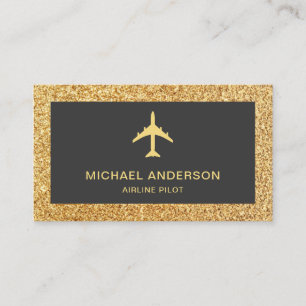 Carte De Visite Pilote de ligne aérienne Gold Parties scintillant 