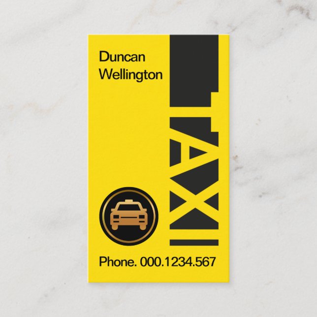 Carte De Visite Pilote de taxi jaune vif à signal TAXI vertical (Devant)