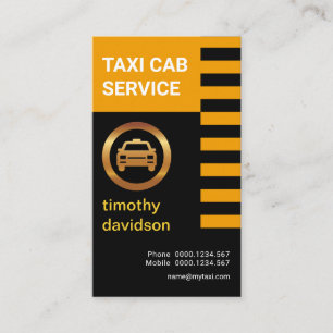 Carte De Visite Pilote De Taxi Rétro-Jaune Et Noir De Stripes