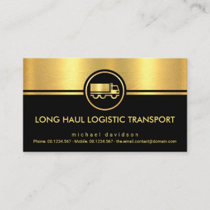 Carte De Visite Pilote de transport logistique Black Gold Stripes