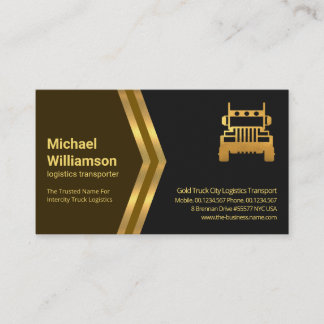 Carte De Visite Pilote logistique de semi-remorque Gold Brown Gold