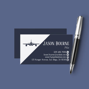 Carte De Visite Pilote professionnel compagnie aérienne bleu