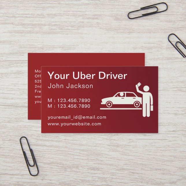 Carte De Visite Pilote Uber Personnalisé moderne QR Code Rouge (Devant/Arrière en situation)