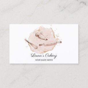 Carte De Visite pin à rouler & whisky cupcake Boulangerie rose rou