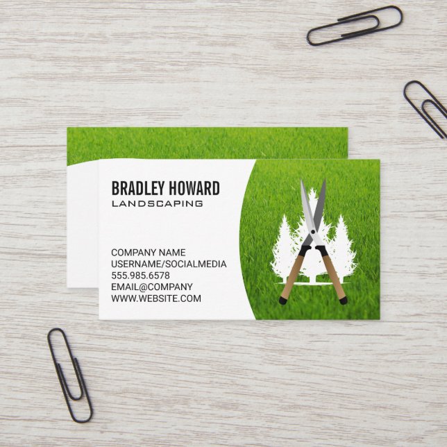 Carte De Visite Pince à couverture | Outil de jardinage | Arbres (Devant/Arrière en situation)