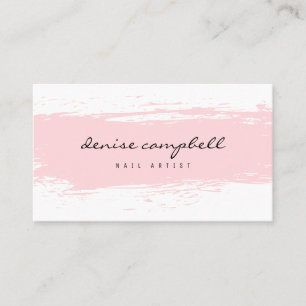 Carte De Visite Pinceau abstrait rose pastel moderne et blanc