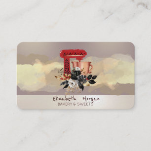 Carte De Visite Pinceau aquarelle coup de pinceau fleurs noires mé