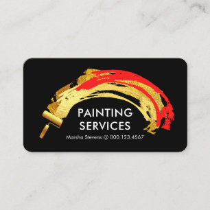 Carte De Visite Pinceau doré créatif éclaboussure de peinture 