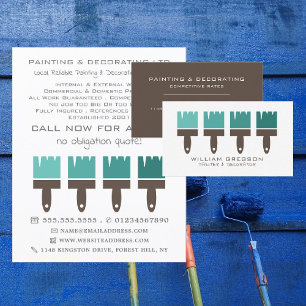 Carte De Visite Pinceaux Ombre turquoises, Peintre & Décorateur