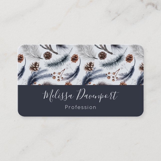 Carte De Visite Pine Cones & Pine Needles Aquarelles Motif (Devant)
