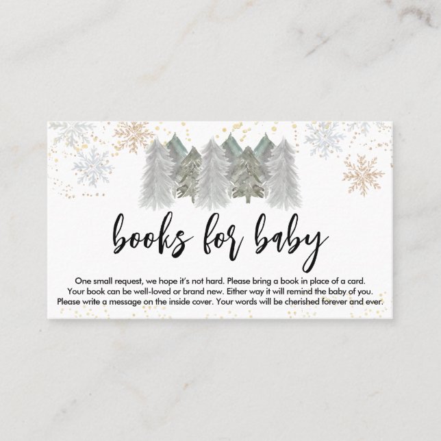 Carte De Visite Pine Trees Baby showers Livres pour bébé (Devant)