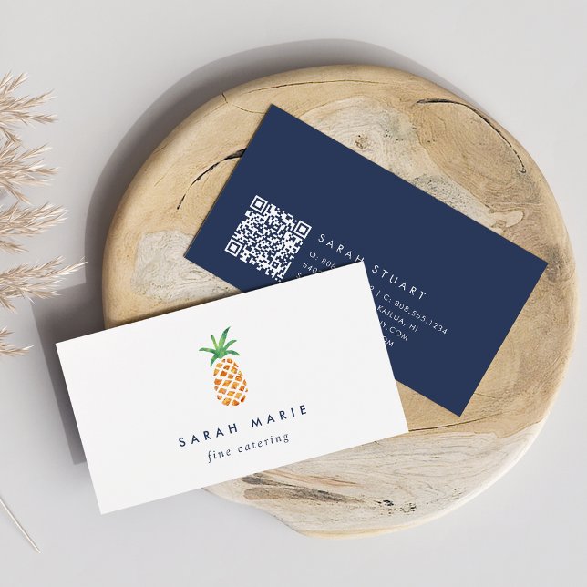 Carte De Visite Pineapper Caterer Hospitality Code QR (Créateur téléchargé)
