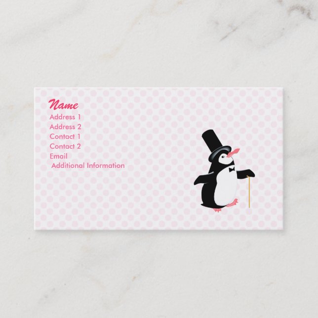 Carte De Visite Pingouin de Peridot (Devant)